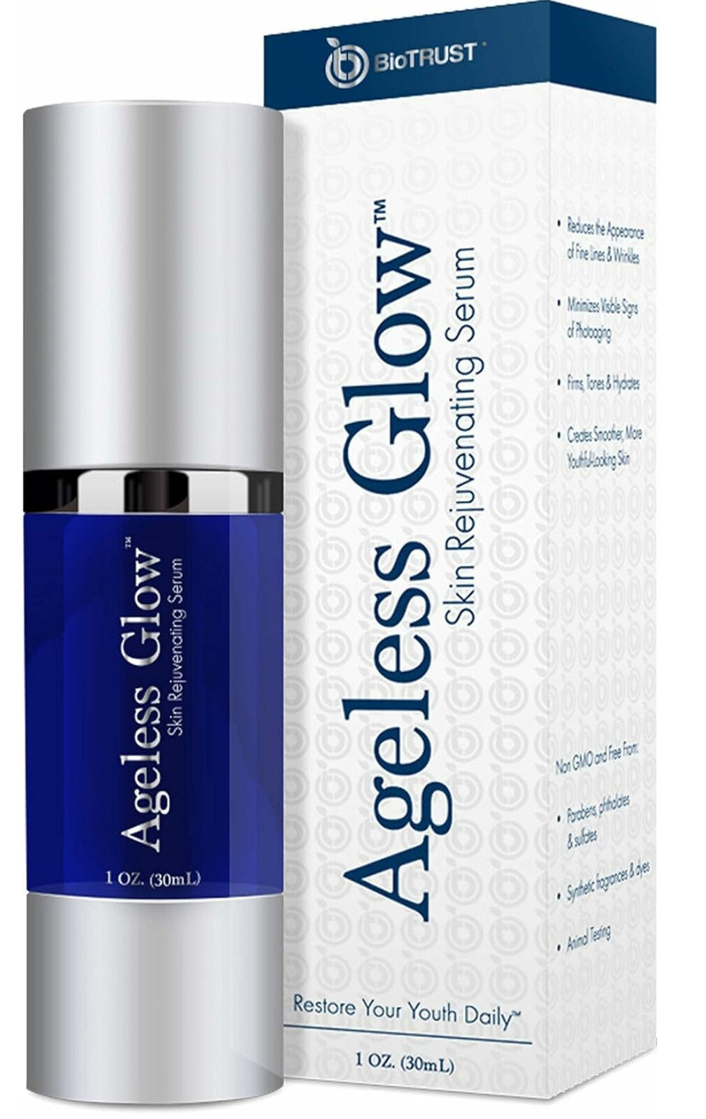 2 BioTRUST Ageless Glow Seriums & 1 BioTRUST Tumeric 60ct Bottle