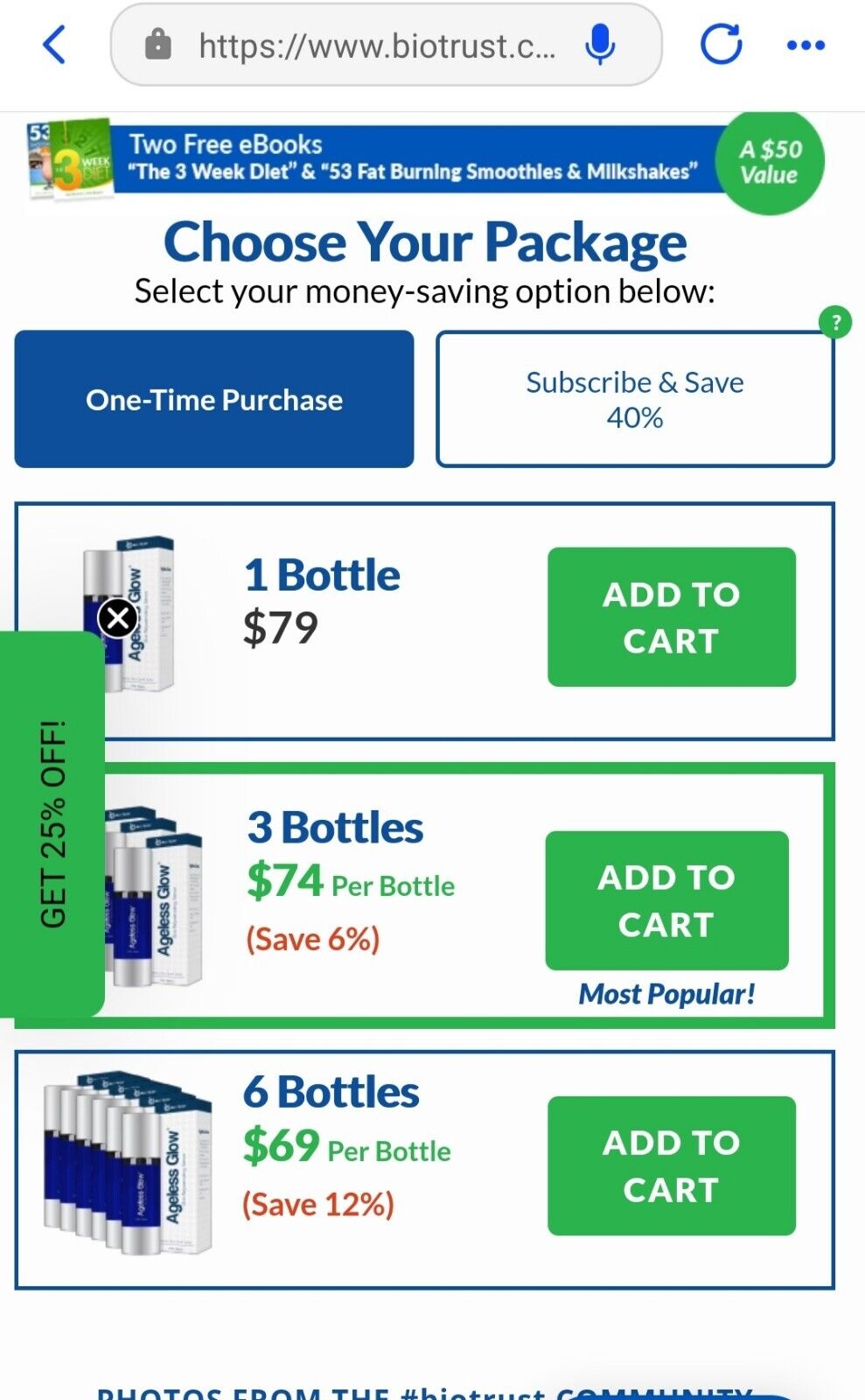 2 BioTRUST Ageless Glow Seriums & 1 BioTRUST Tumeric 60ct Bottle