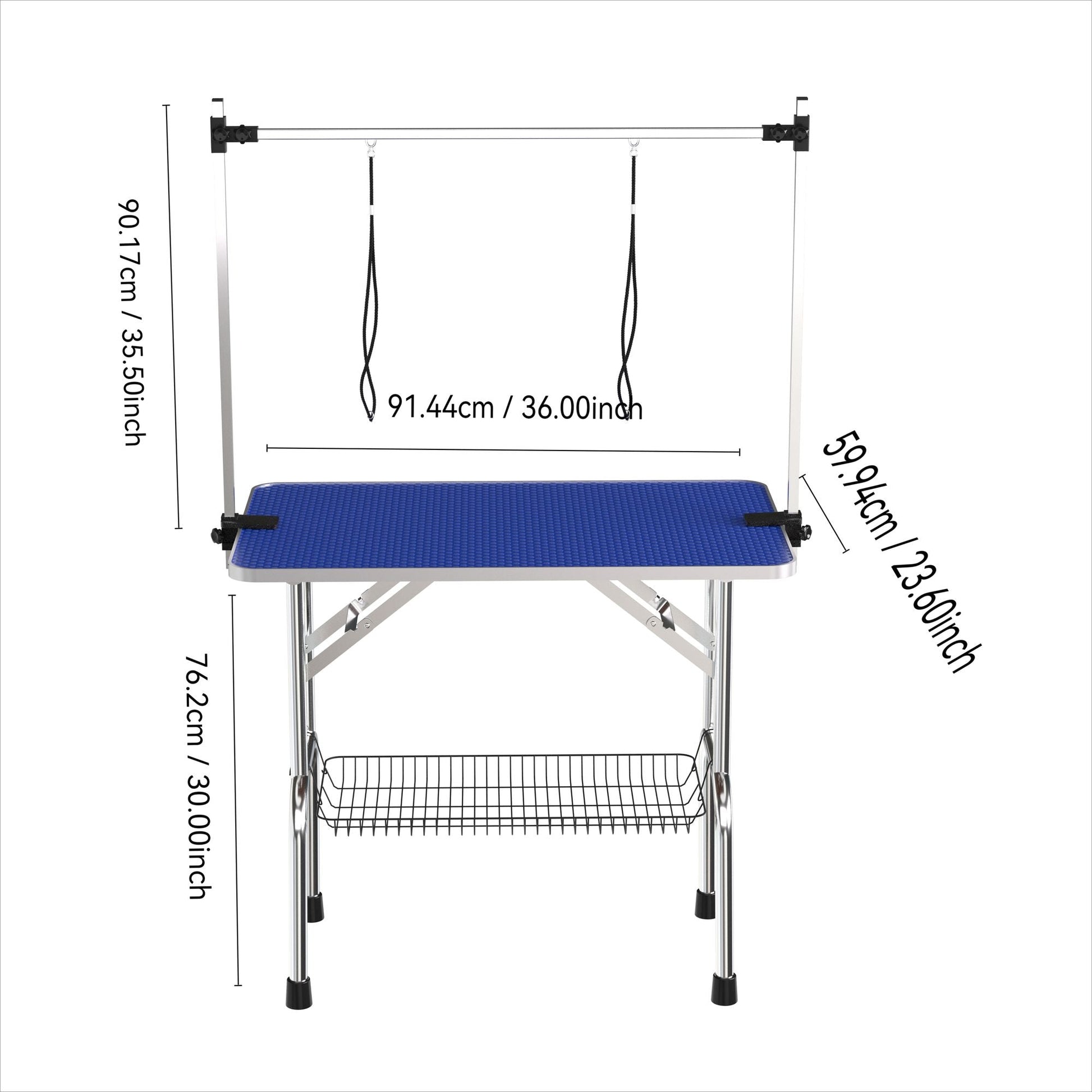 36’’ Folding Dog Pet Grooming Table Heavy Duty Stainless Steel pet dog Cat Grooming Table - Blue