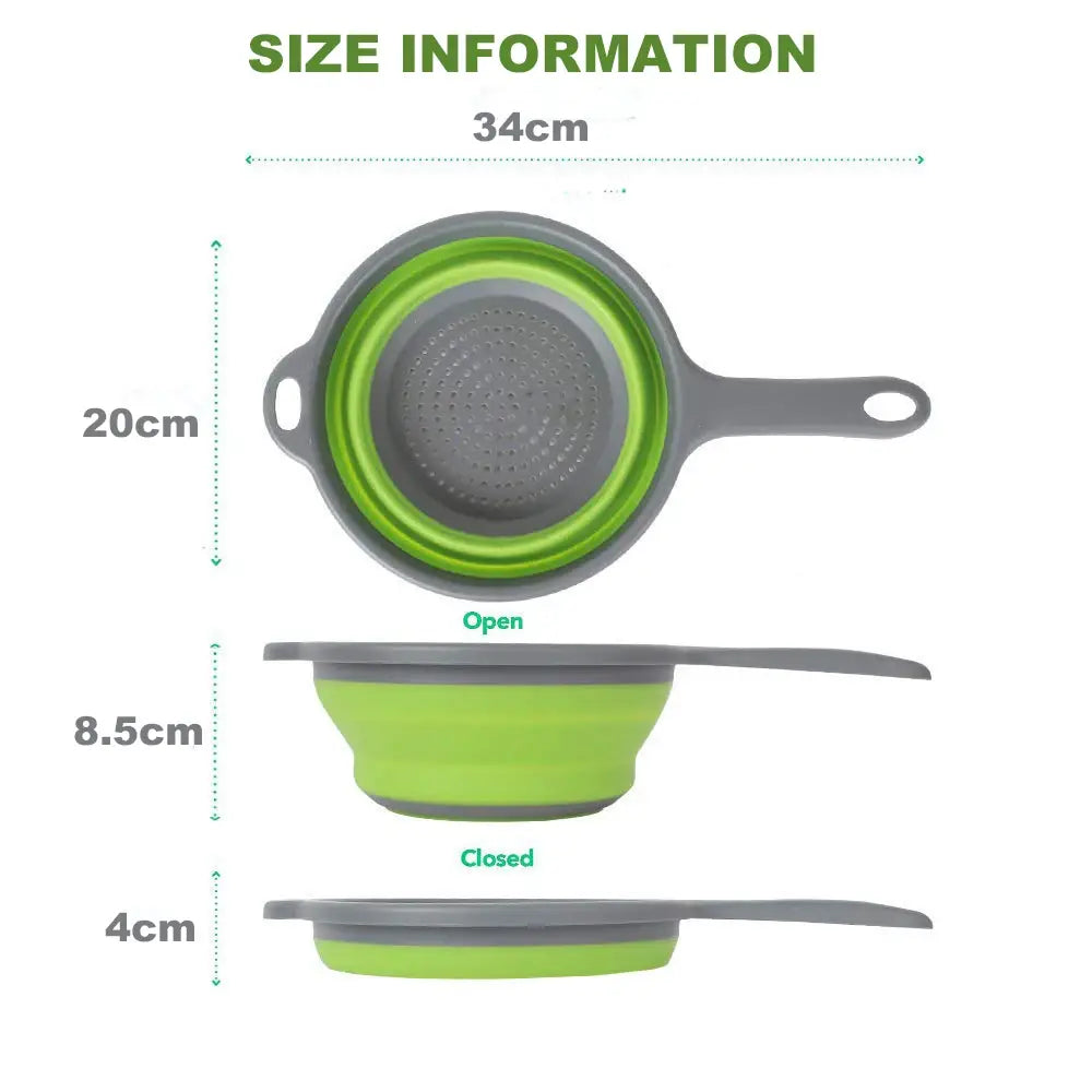 Foldable Silicone Colander Fruit Vegetable Washing Basket Strainer With Handle Strainer Collapsible Drainer Kitchen