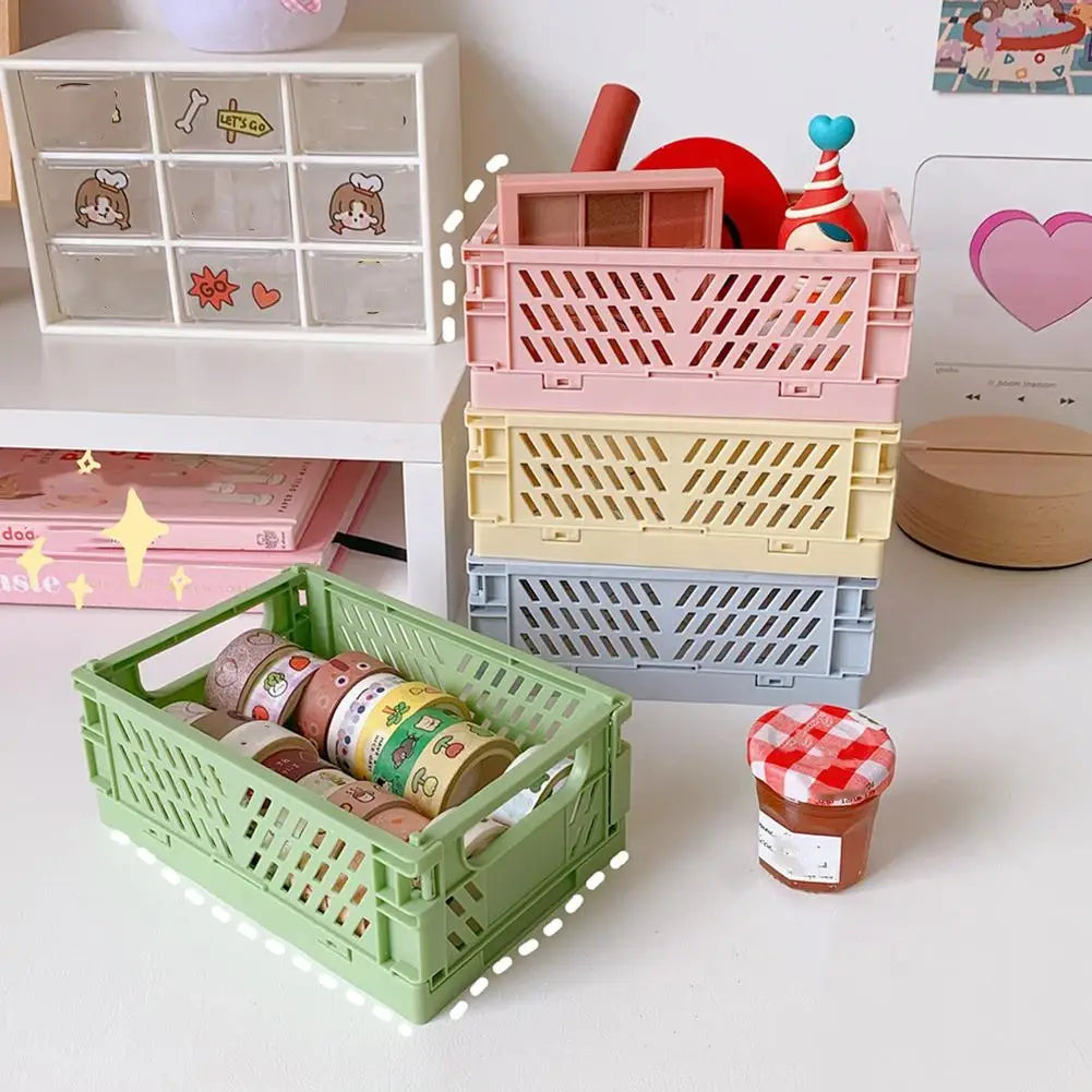 Mini Folding Storage Box Collapsible Storage Container for Home Small Things Home Office Stationery Organizer