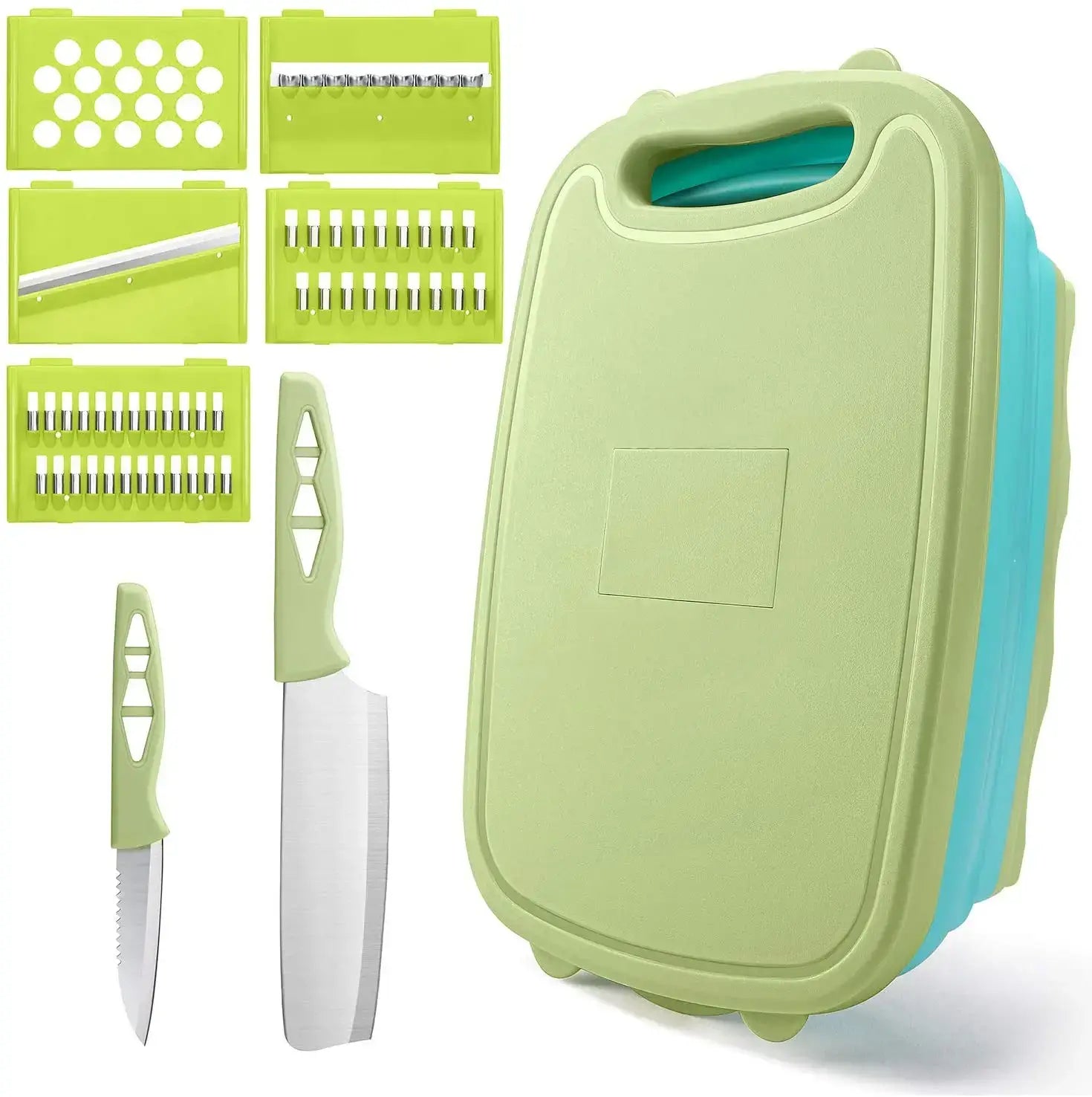 Cutting Board Set Multifunctional Collapsible Basket Drain Mandoline Vegetable Slicer Cutters Knives Collapsible