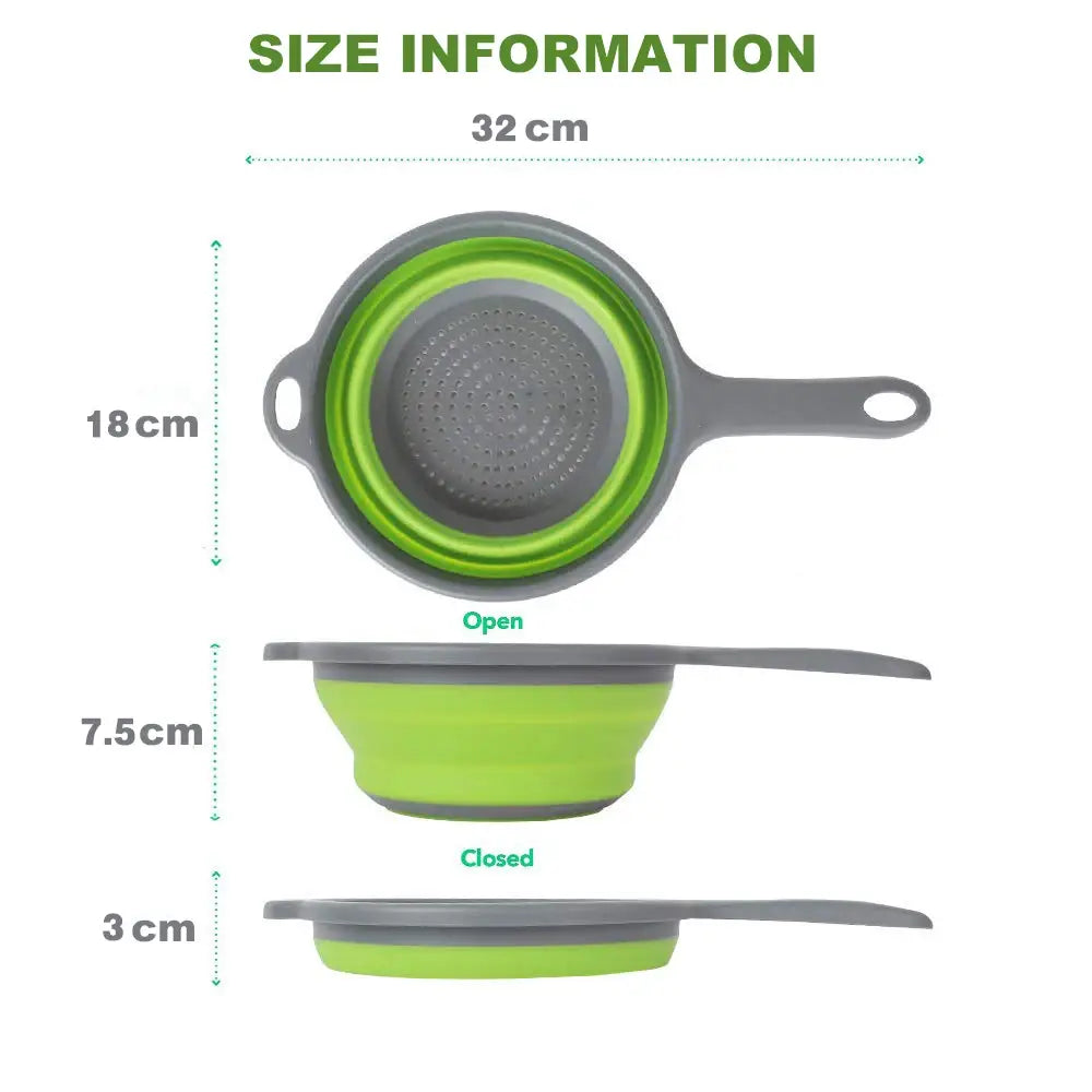 Foldable Silicone Colander Fruit Vegetable Washing Basket Strainer With Handle Strainer Collapsible Drainer Kitchen