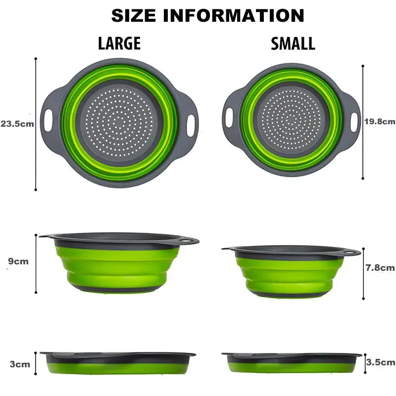 Foldable Silicone Colander Fruit Vegetable Washing Basket Strainer With Handle Strainer Collapsible Drainer Kitchen