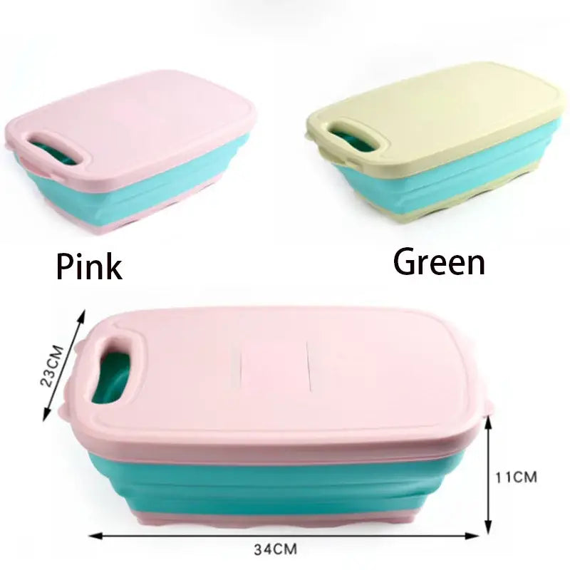 Cutting Board Set Multifunctional Collapsible Basket Drain Mandoline Vegetable Slicer Cutters Knives Collapsible