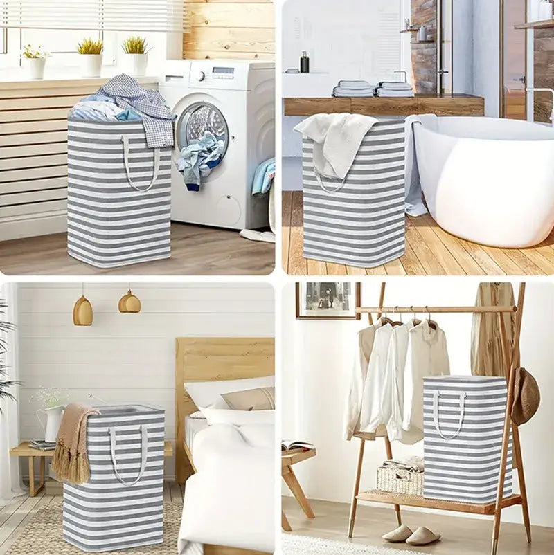 Collapsible Lightweight Hampers for Laundry Freestanding with Long Reinforced Handles Large Waterproof Clothes Organizer