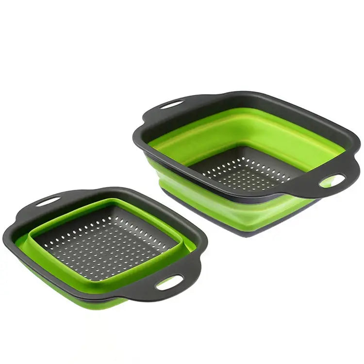 LMETJMA Square Collapsible Colander Silicone Kitchen Foldable Colander Food Vegetable Fruit Strainers Drainer JT39