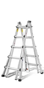 Telescopic Ladder Collapsible Ladder Extension,Max Extension Reach 17 ft with Two