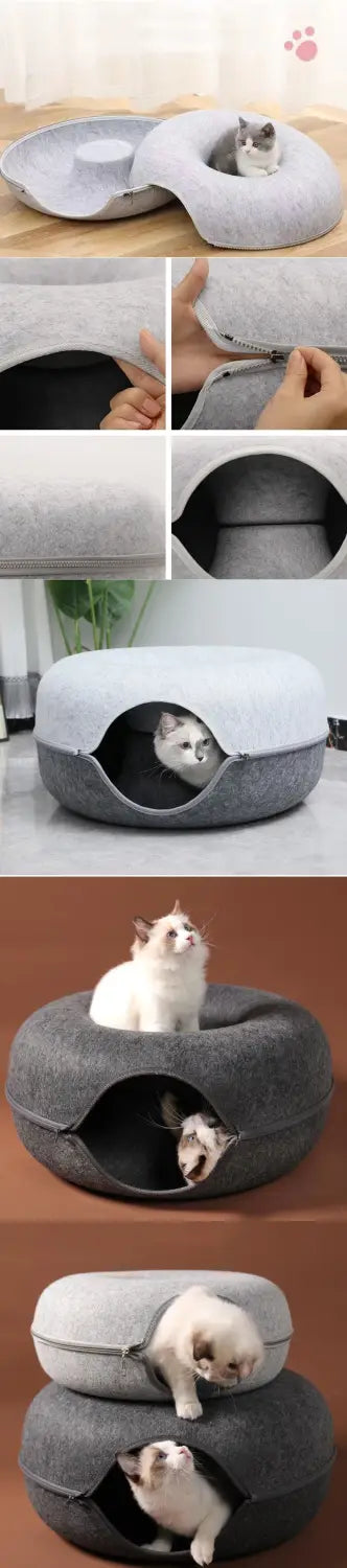 Donut Pet Cat Tunnel Interactive Play Toy Cat bed Dual Use Exercising Toy Removable Pet Products Cat Villa