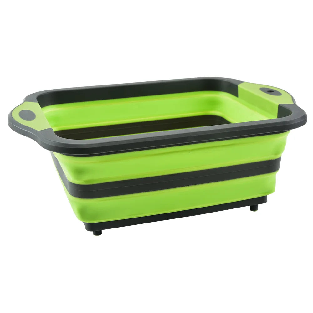 Bright Green Multifunctional Collapsible Sink and Cutting Board Set - kitchen utensils