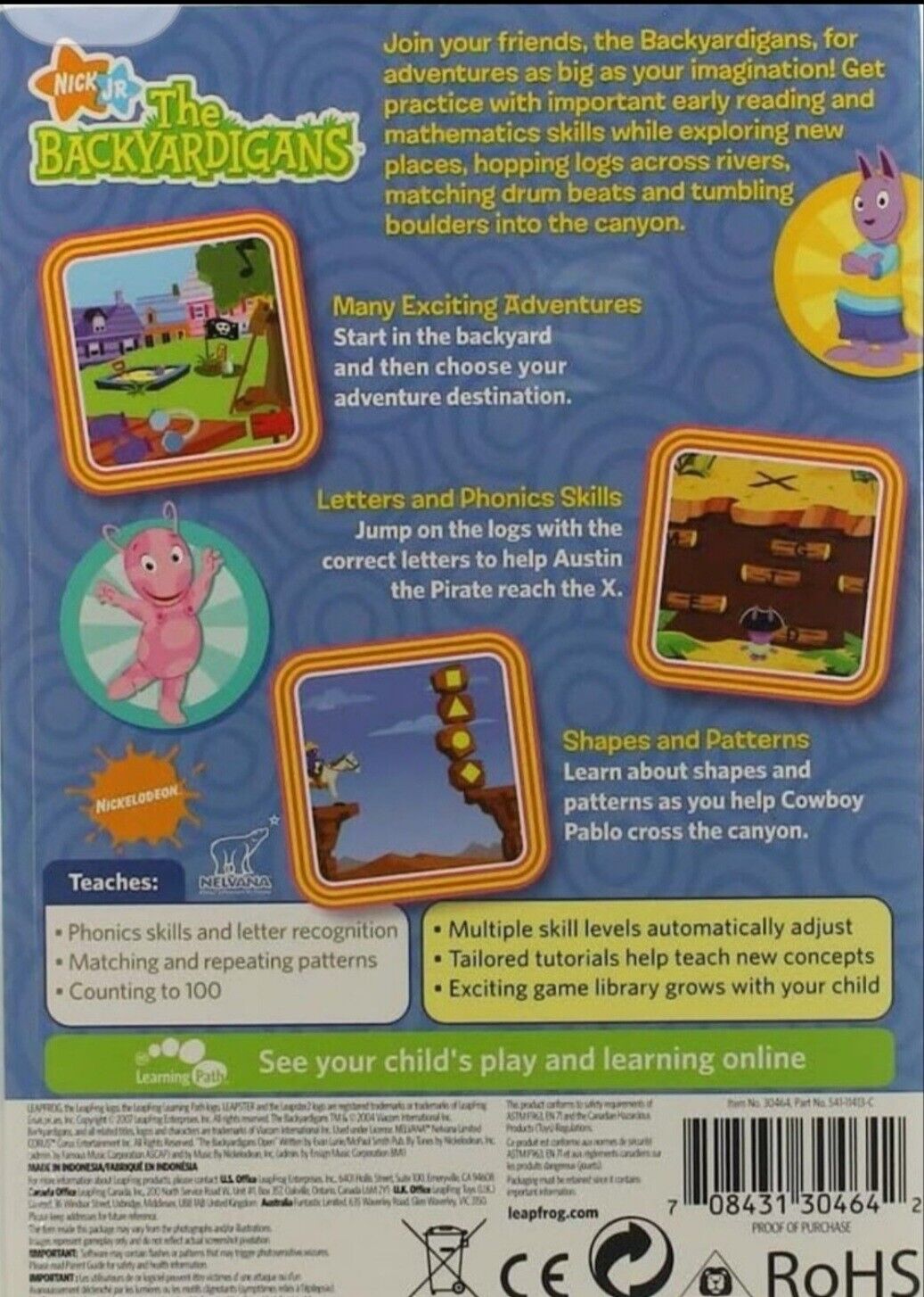 The BACKYARDIGANS ~ LeapFrog Leapster Learning Game. 4 to 6 YEARS (Pre-K to K). - Video game