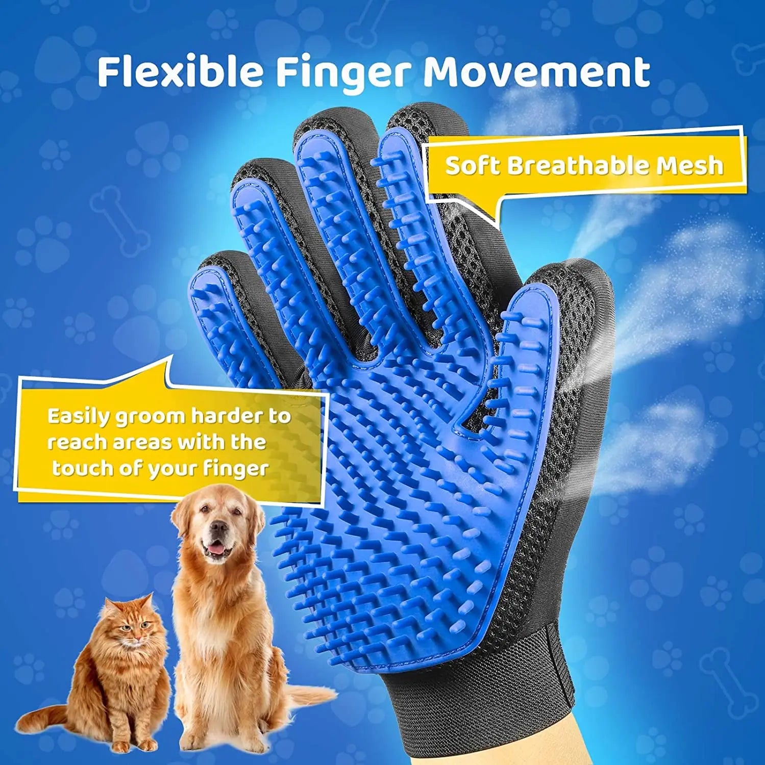 Pet Grooming Glove Gentle Efficient Pet Hair Remover Mitt Cat Accessories Pet Glove for Dogs Cats Pet Products Cat