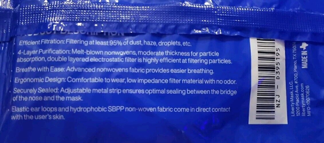 75 Count (15 Packs Of 5) N95 Protective 4 Layer Face Mask Disposable Respirator